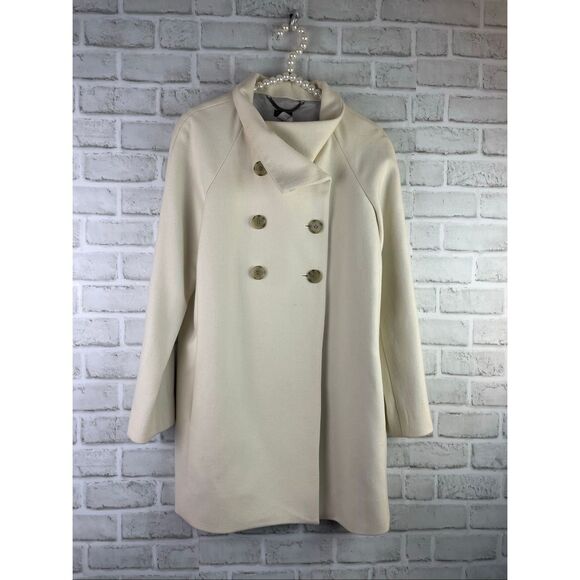 J. Crew Wool Coat Cream Color Double Breasted Size 4 - Picture 1 of 9